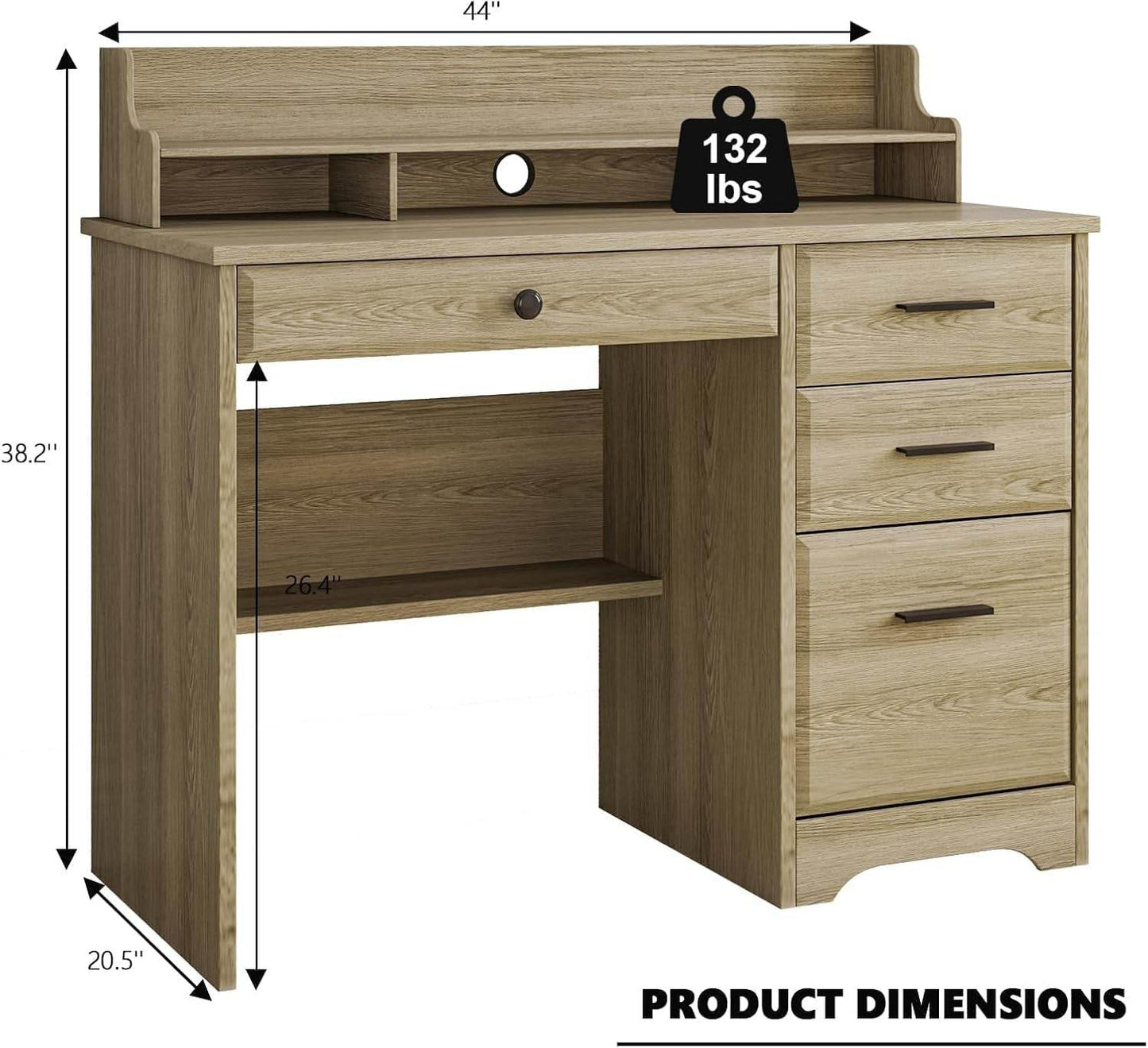Computer Desk with Drawers in Grey - Loft&Timber