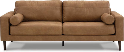 Contemporary Dark Brown Faux Leather Sofa with Pillows - Loft&Timber