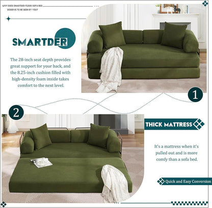 Convertible Folding Sofa Bed with Removable Backrest - Loft&Timber