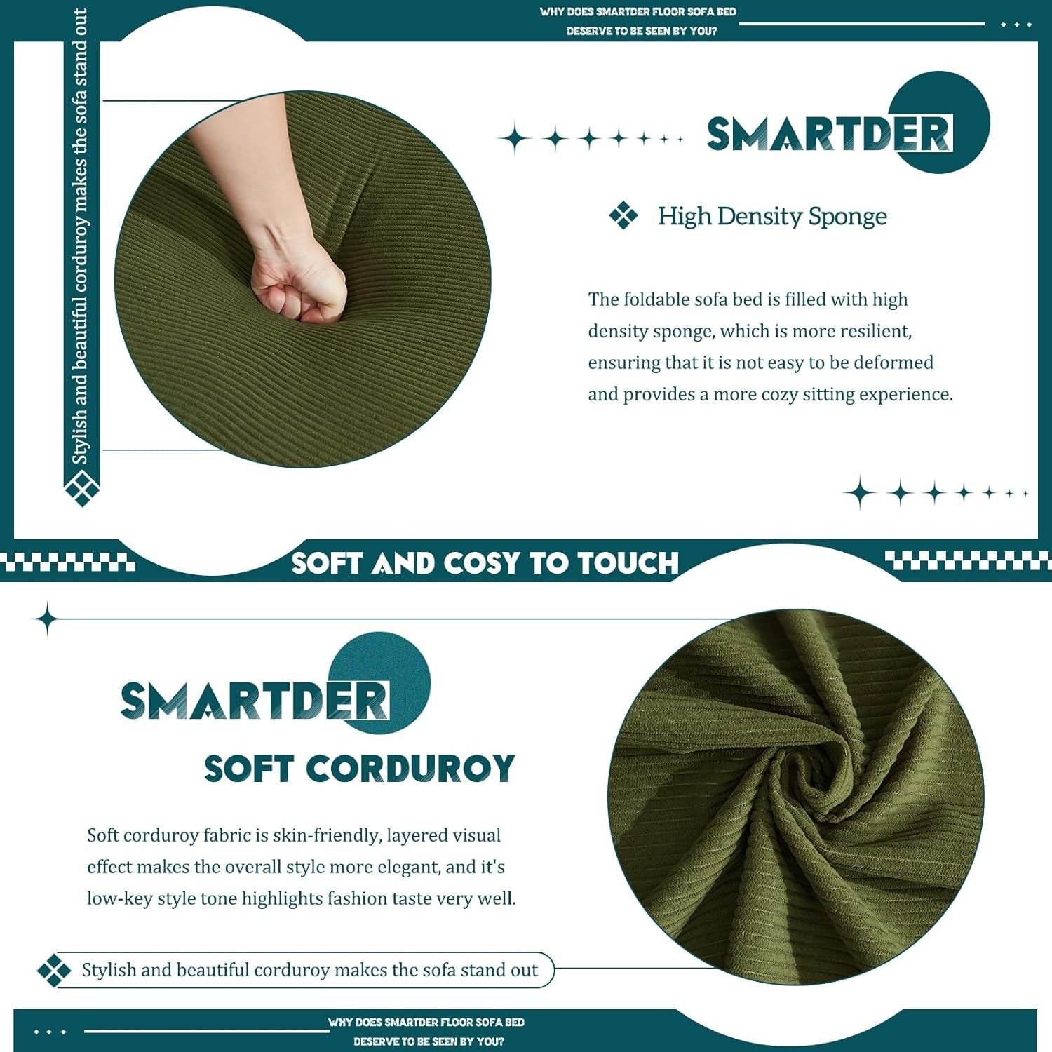 Convertible Folding Sofa Bed with Removable Backrest - Loft&Timber