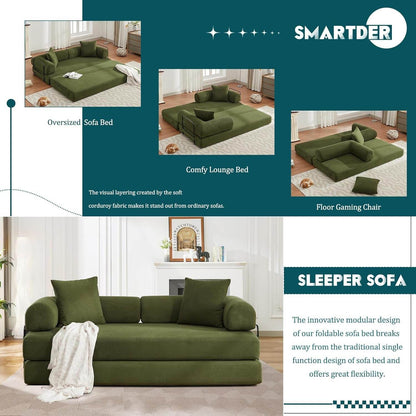 Convertible Folding Sofa Bed with Removable Backrest - Loft&Timber