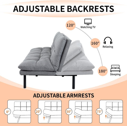 Convertible Futon Sofa Bed with Adjustable Backrest Comfort-2