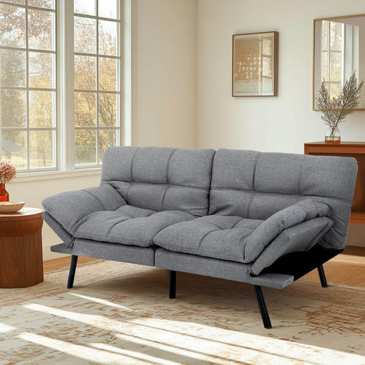 Convertible Futon Sofa Bed with Adjustable Backrest Comfort-0