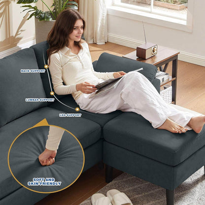 Convertible L Shaped Sectional Sofa with Storage Chaise - Loft&Timber