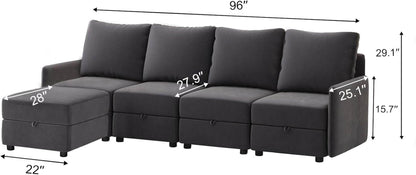 Convertible Modular Sectional Sofa with Memory Foam Comfort - Loft&Timber