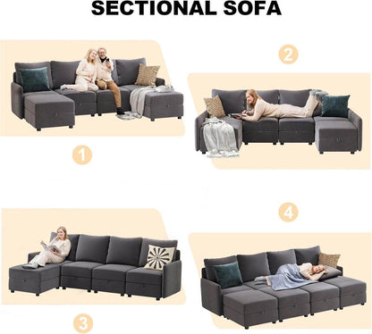 Convertible Modular Sectional Sofa with Memory Foam Comfort - Loft&Timber