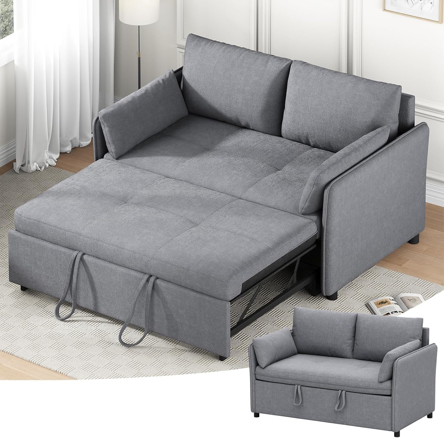 Convertible Sleeper Sofa Bed With Adjustable Backrest-2