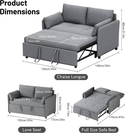 Convertible Sleeper Sofa Bed With Adjustable Backrest - Loft&Timber