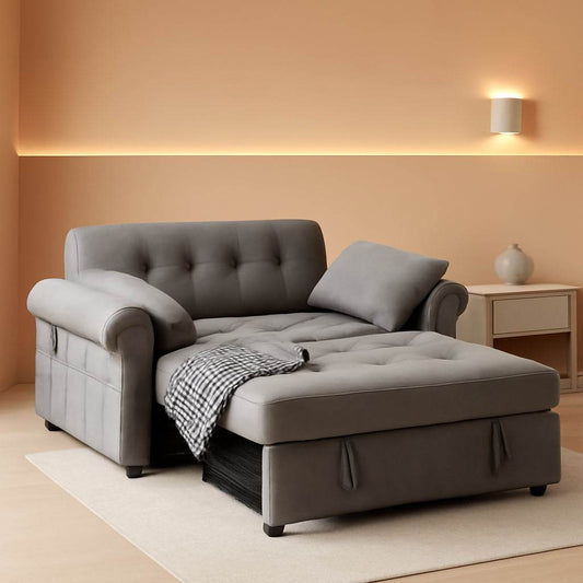 Convertible Sleeper Sofa Bed with Adjustable Backrest and Pillows - Loft&Timber