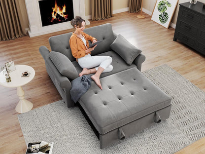 Convertible Sleeper Sofa Bed with Adjustable Backrest and Pillows-4
