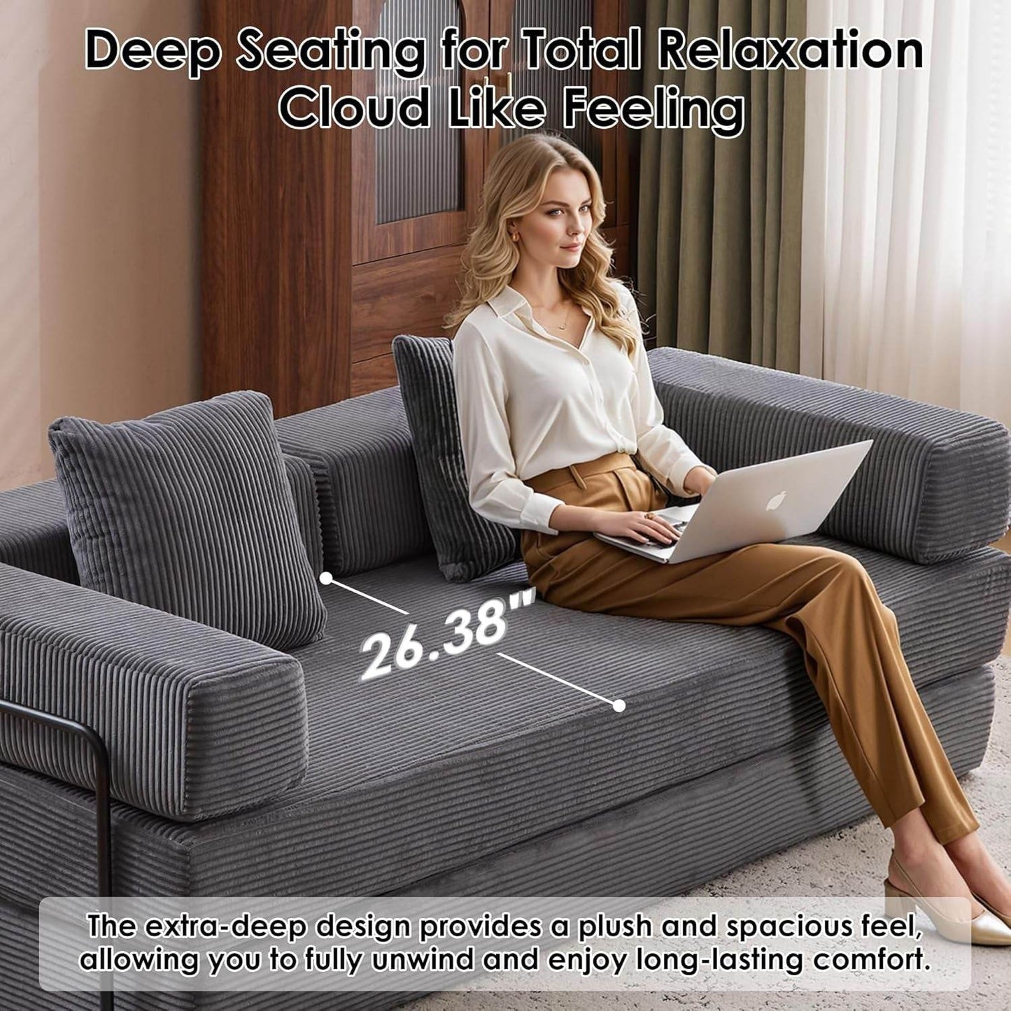 Convertible Sleeper Sofa Bed with Memory Foam Comfort - Loft&Timber