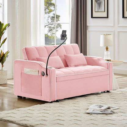 Convertible Sleeper Sofa Bed with USB Ports and Cup Holder-3