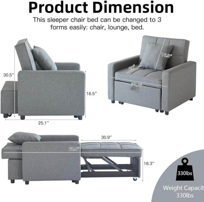 Convertible Sofa Bed Chair with Reclining Backrest - Loft&Timber
