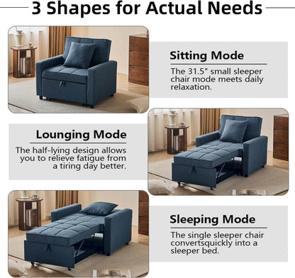 Convertible Sofa Bed Chair with Reclining Backrest - Loft&Timber