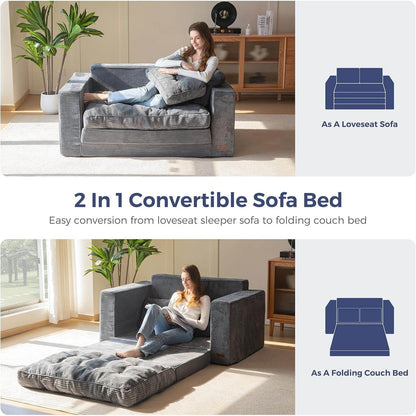 Convertible Sofa Bed With Pillows For Living Room - Loft&Timber