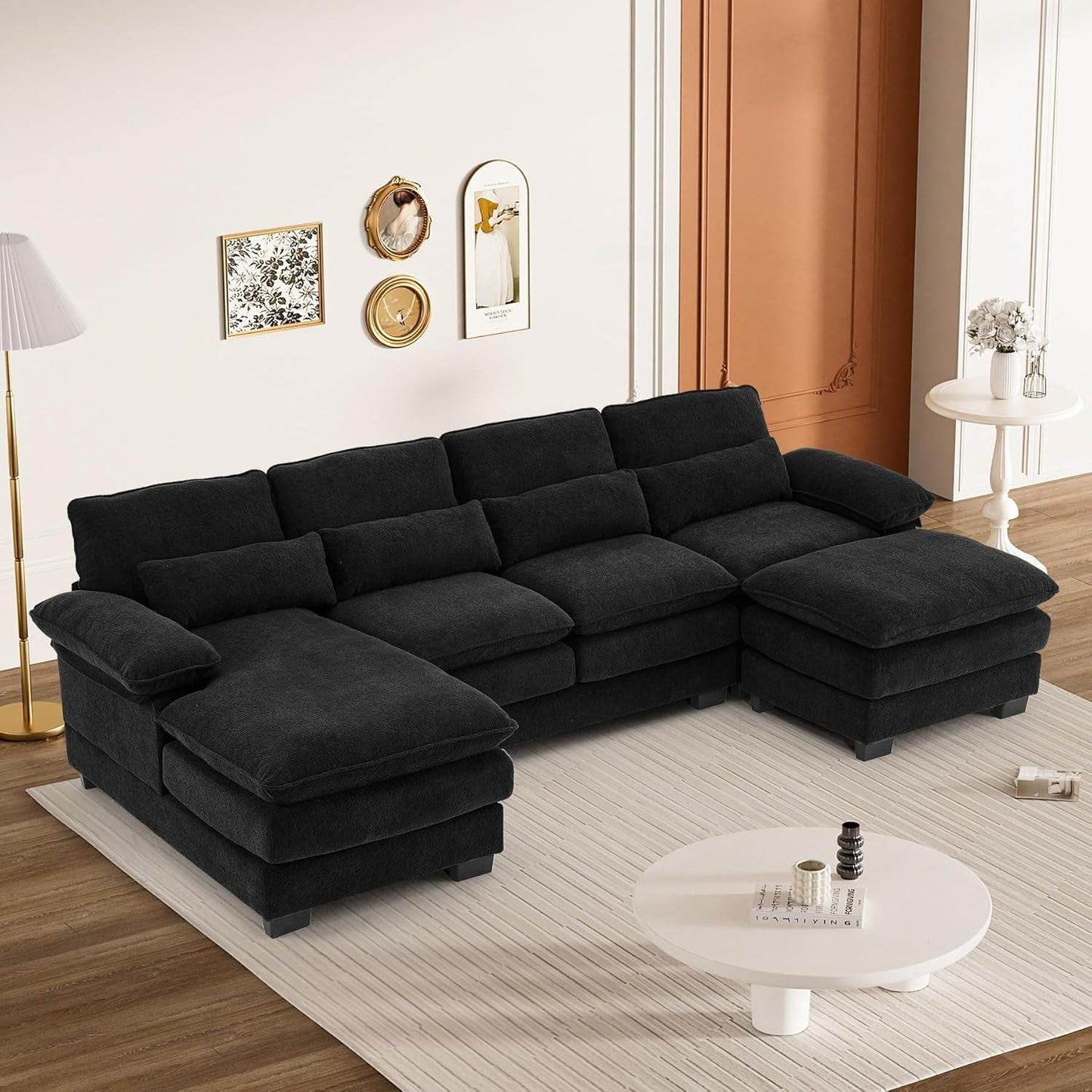 Cozy U Shape Sectional Sofa with Lounge Chaise - Loft&Timber