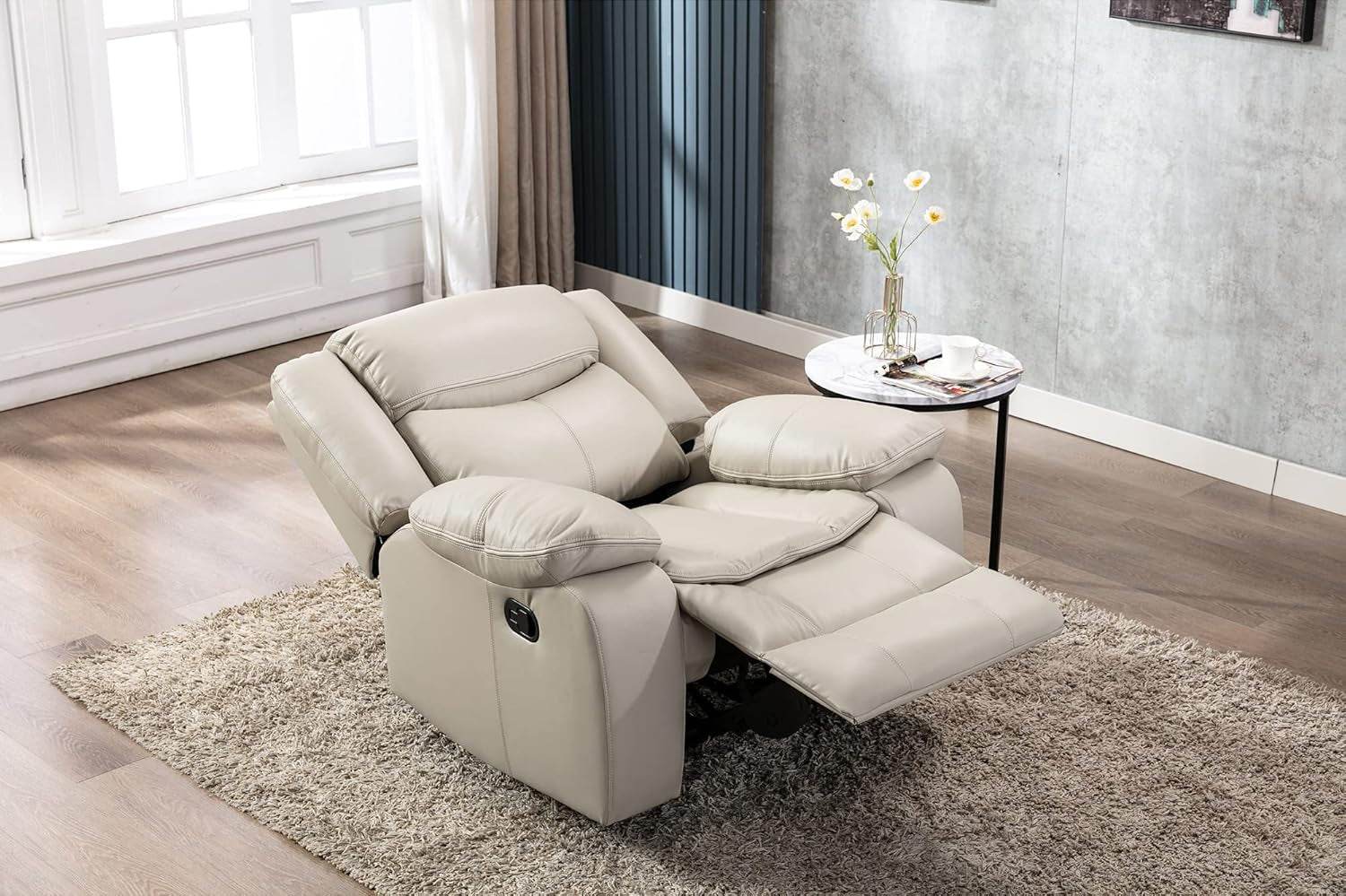 Breathable Leather Manual Recliner for Living Room - Loft&Timber