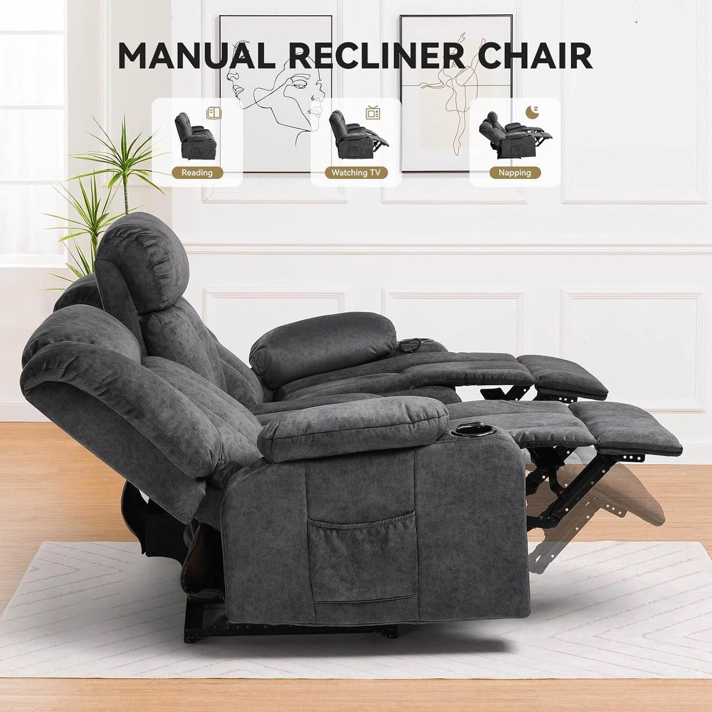 Manual Recliner Chair Set - Loft&Timber
