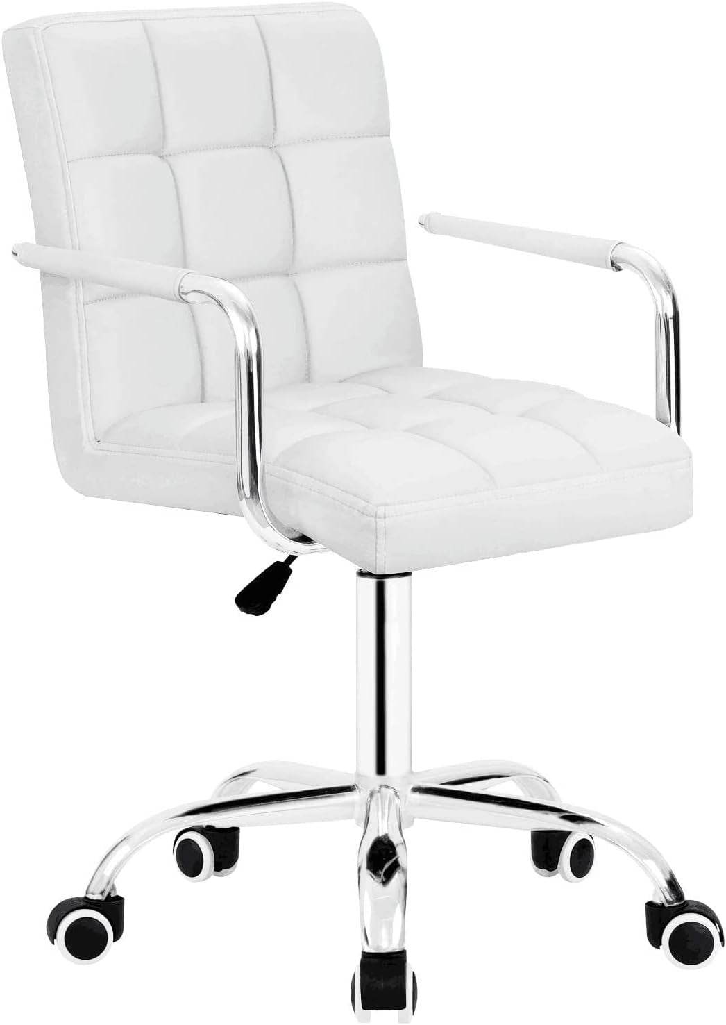 Modern Office Desk Chair with Wheels (White) - Loft&Timber