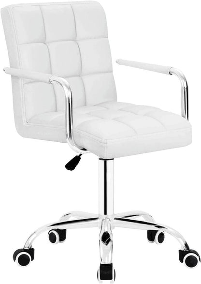 Modern Office Desk Chair with Wheels (White) - Loft&Timber