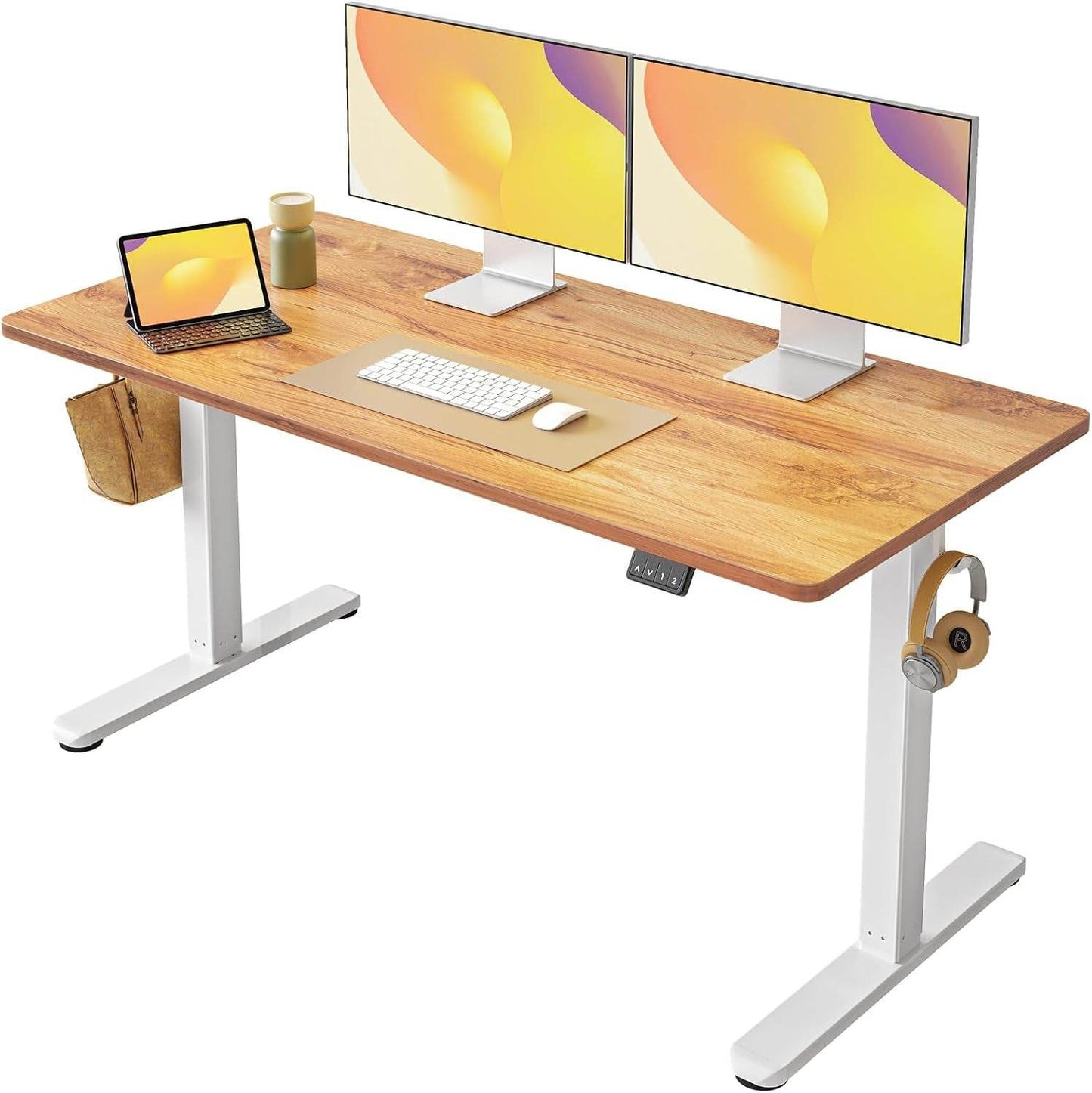 Electric Standing Desk, Height Adjustable in Light Rustic Brown - Loft&Timber