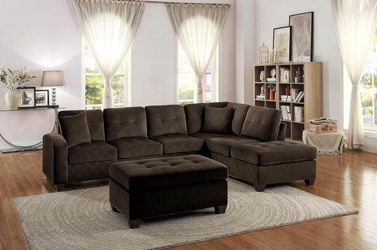 Emilio 2-Piece Reversible Sectional Sofa - Chocolate - Loft&Timber