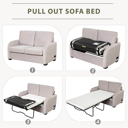 2-In-1 Velvet Sleeper Sofa with USB Port - Loft&Timber