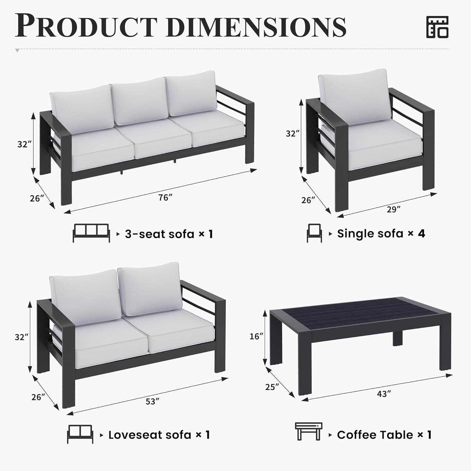 Aluminum Patio Furniture Set, 10 Piece Metal Outdoor Furniture Set, Patio Furniture Set with Waterproof Covers for Backyard Garden（Dark Grey&Light Grey） - Loft&Timber