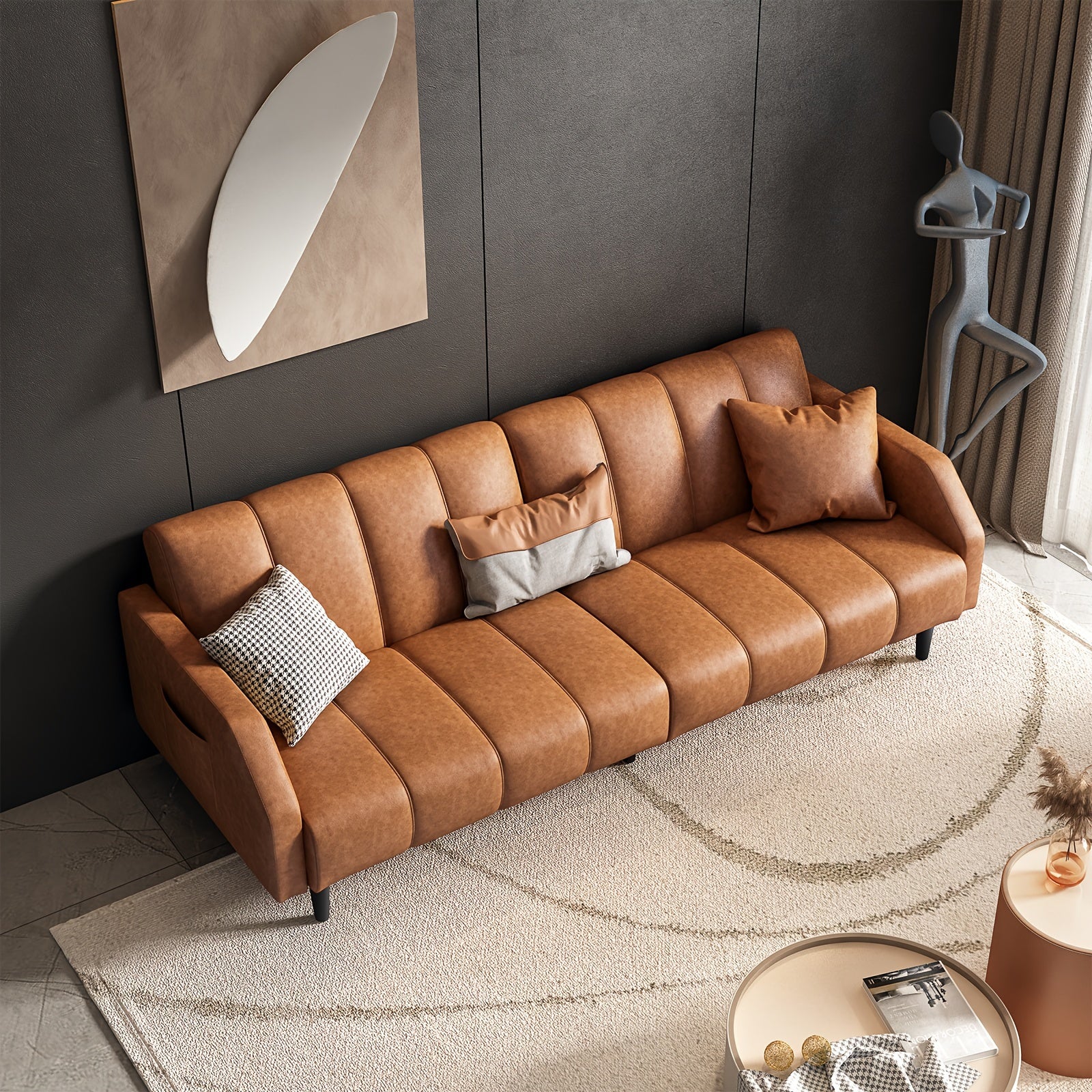 Leather Loveseat Sofa Bed 78 " Futon - Loft&Timber