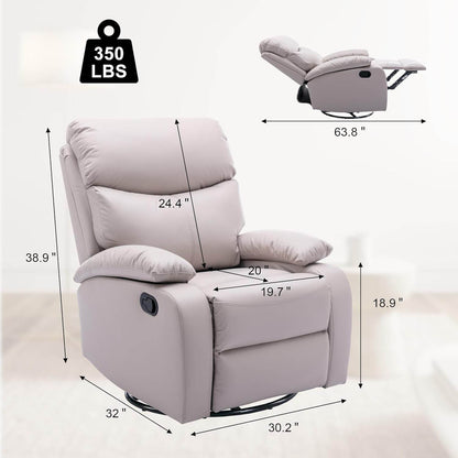 Swivel Rocker Recliner Chair for Adults, Rocking Recliner Chair, Rocker Recliners for Small Spaces, Manual Recliner Lazyboy Single Sofa for Living Room, Nursery, RV, Beige - Loft&Timber