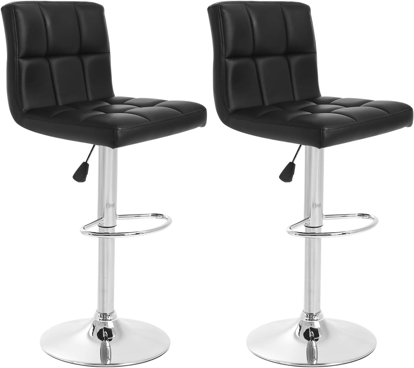 Barstools Set of 2 Counter Height Bar Stools Height Adjustable Back PU Leather Swivel Bar Stool Bar Chairs Hydraulic Swivel Dining Chairs for Kitchen Bar Restaurant Living Room,Black-0