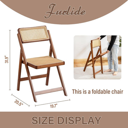 Rattan Folding Chair Walnut Finish Indoor Outdoor Dining-2