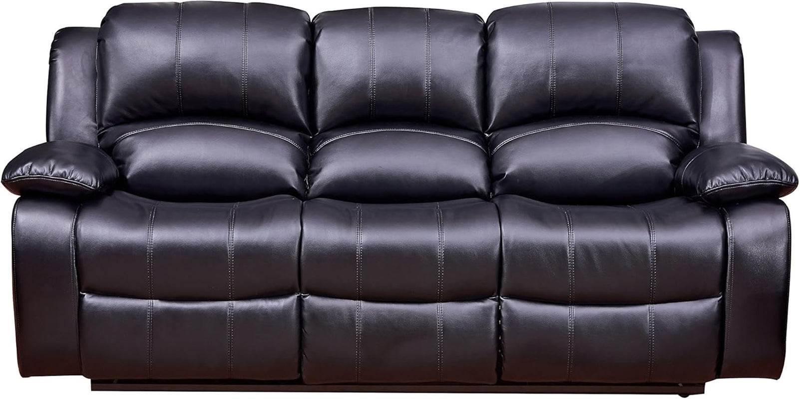 2PC Bonded Leather Recliner Set, Sofa, Loveseat, 8018, Black - Loft&Timber