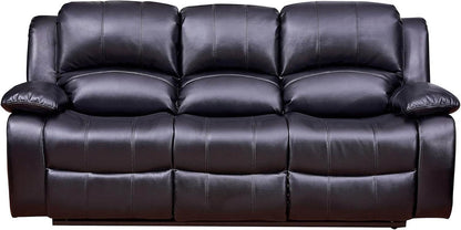 2PC Bonded Leather Recliner Set, Sofa, Loveseat, 8018, Black - Loft&Timber