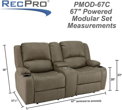 Charles 67" Powered Double RV Wall Hugger Recliner Sofa RV Loveseat with Upgraded 2023 Fabric (Putty)-4
