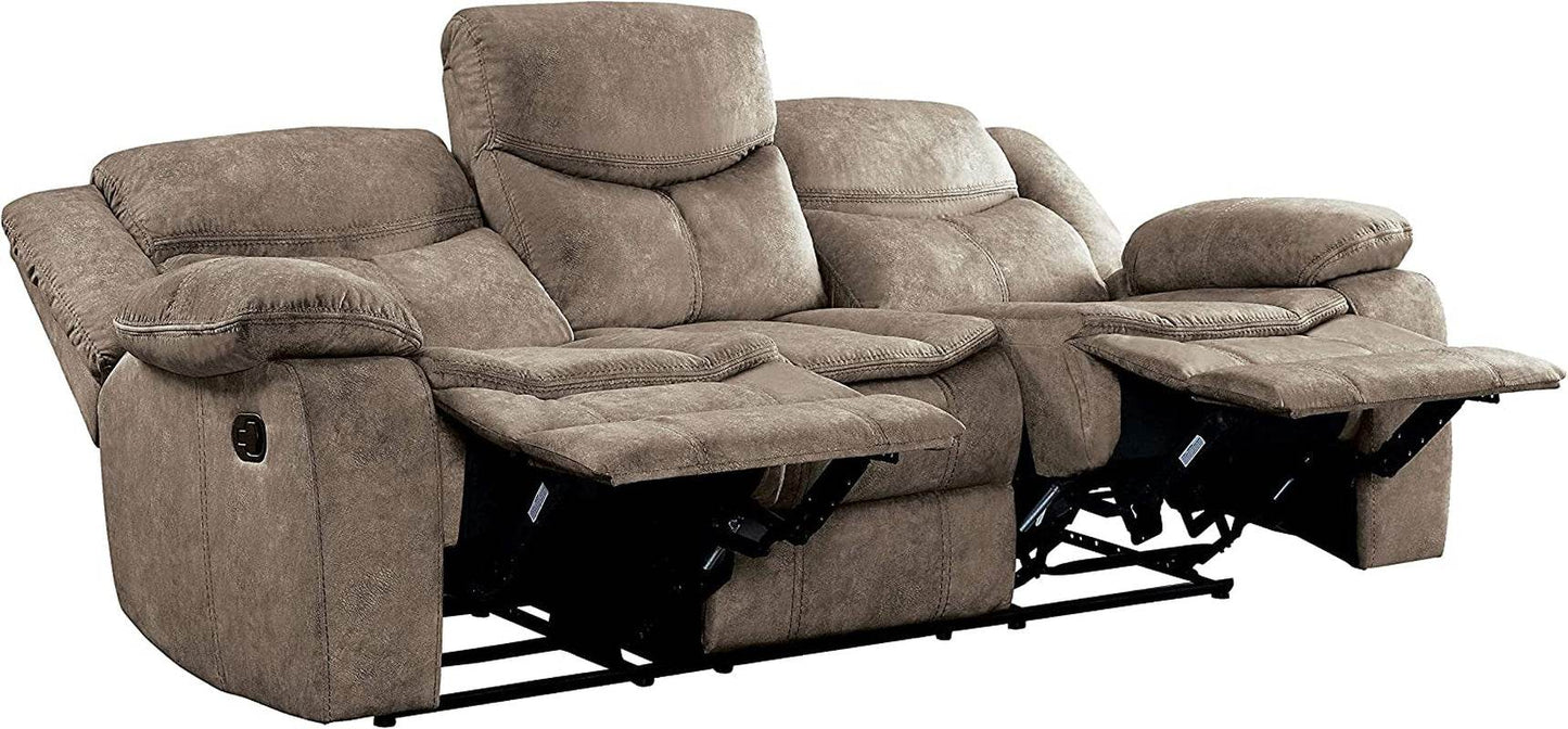 Bay Manual Double Reclining Sofa, Brown - Loft&Timber