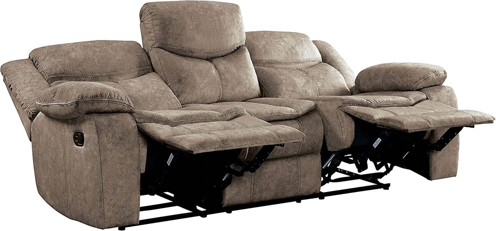 Bay Manual Double Reclining Sofa, Brown - Loft&Timber