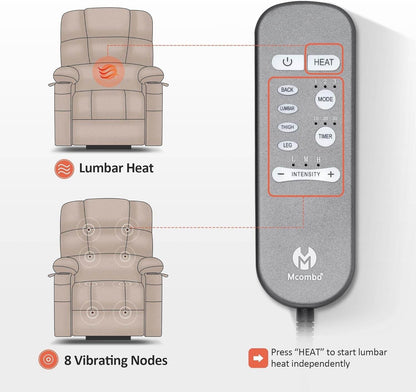 Dual Motor Power Lift Recliner Chair with Massage in Gray - Loft&Timber