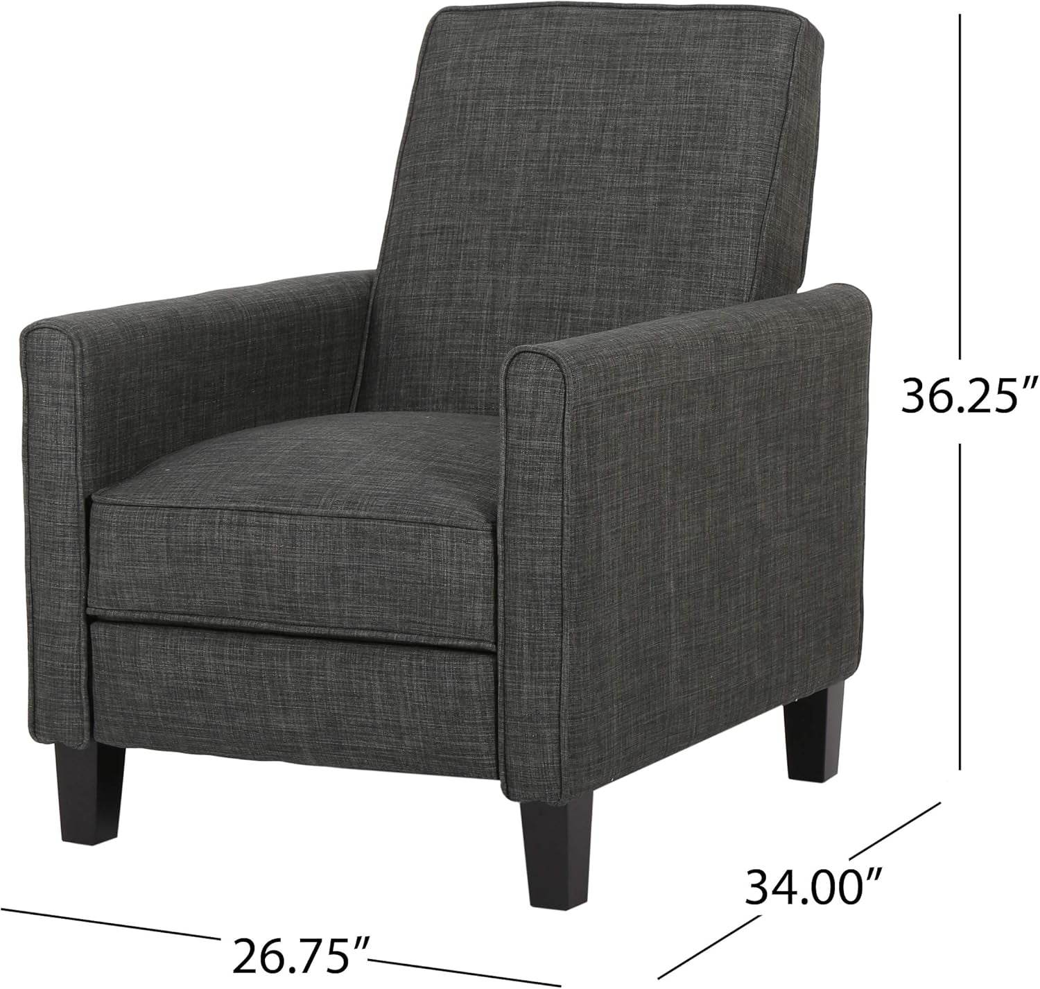 Emmie Fabric Recliner (Set of 2), Moss Gray, Dark Brown - Loft&Timber