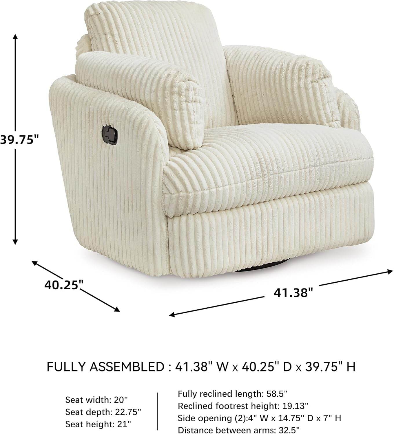 Cozy Contemporary Swivel Glider Rocker Recliner White - Loft&Timber