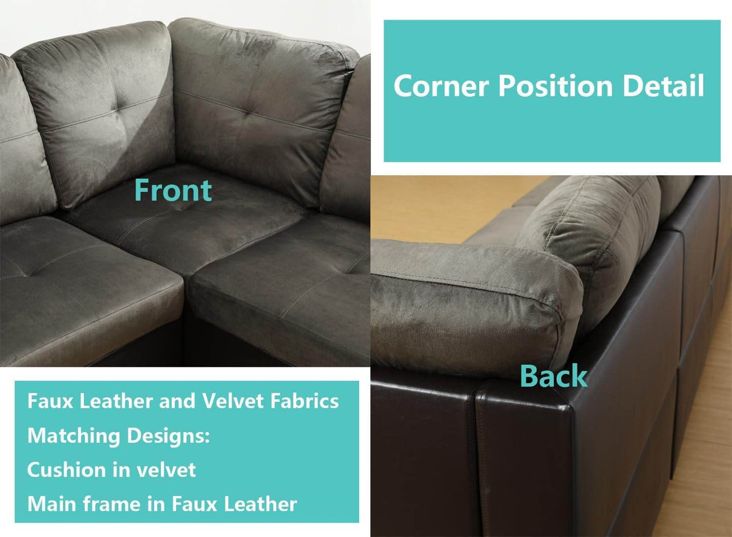 Taupe Sectional Couch for Living Room Set, 105 Inch Sectional Sofa L Shaped Couch with Storage Ottoman/Microfiber Fabric/Facing Right Chaise - Loft&Timber