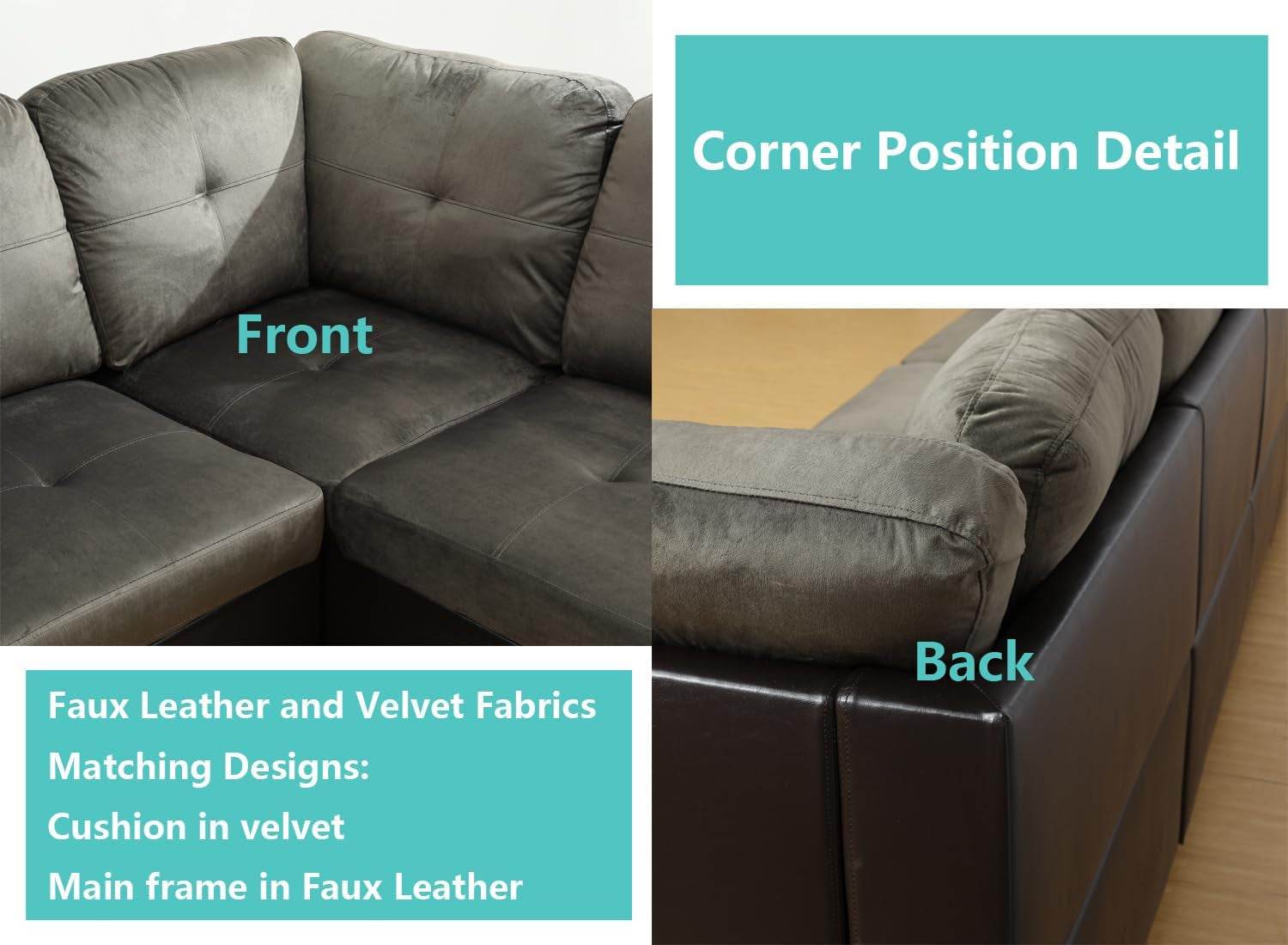 Taupe Sectional Couch for Living Room Set, 105 Inch Sectional Sofa L Shaped Couch with Storage Ottoman/Microfiber Fabric/Facing Right Chaise - Loft&Timber