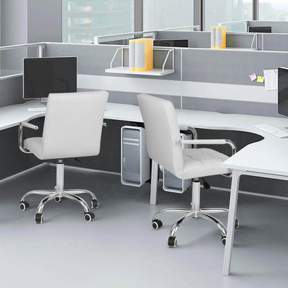 Modern Office Desk Chair with Wheels (White) - Loft&Timber