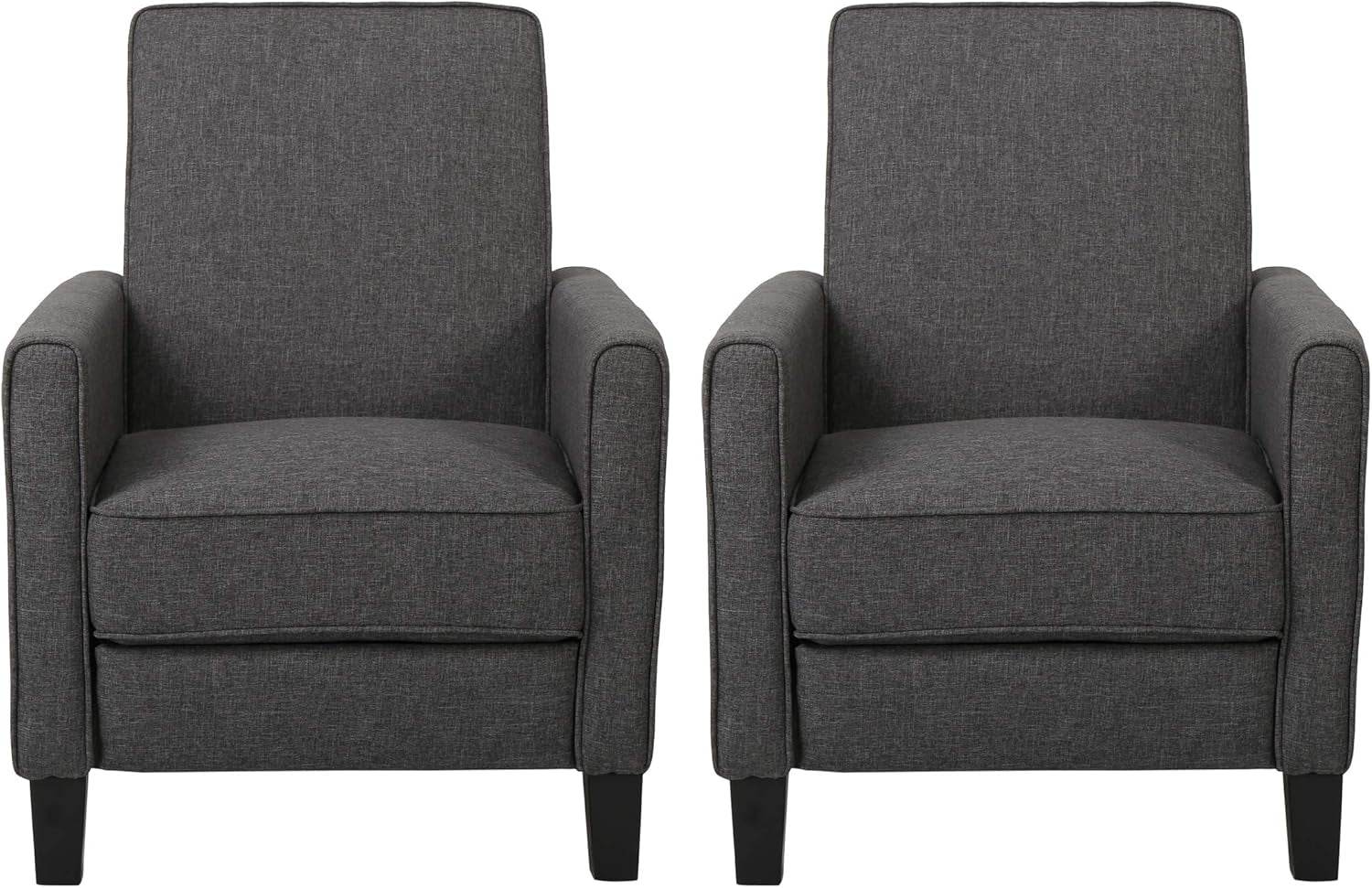 Emmie Fabric Recliner (Set of 2), Smoke, Dark Brown - Loft&Timber