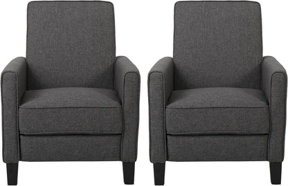 Emmie Fabric Recliner (Set of 2), Smoke, Dark Brown - Loft&Timber