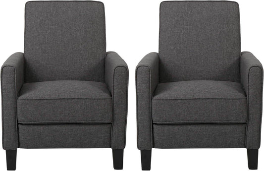 Emmie Fabric Recliner (Set of 2), Smoke, Dark Brown - Loft&Timber