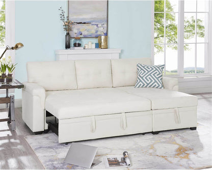L-Shape Velvet Sleeper Sofa with Storage - Loft&Timber