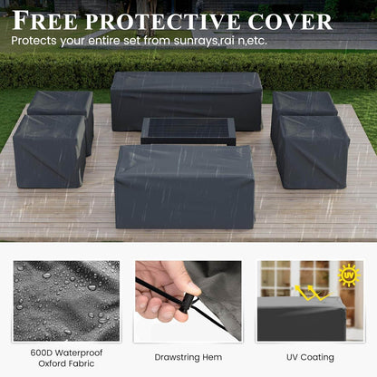 Aluminum Patio Furniture Set, 10 Piece Metal Outdoor Furniture Set, Patio Furniture Set with Waterproof Covers for Backyard Garden（Dark Grey&Light Grey） - Loft&Timber