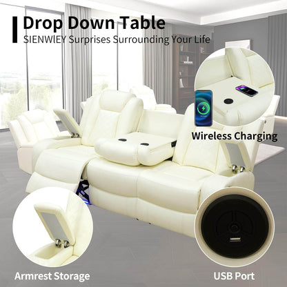Power White Leather Reclining Sofa Set - Loft&Timber