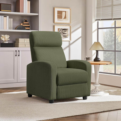 Corduroy Recliner Chair Single Sofa Dark Green - Loft&Timber
